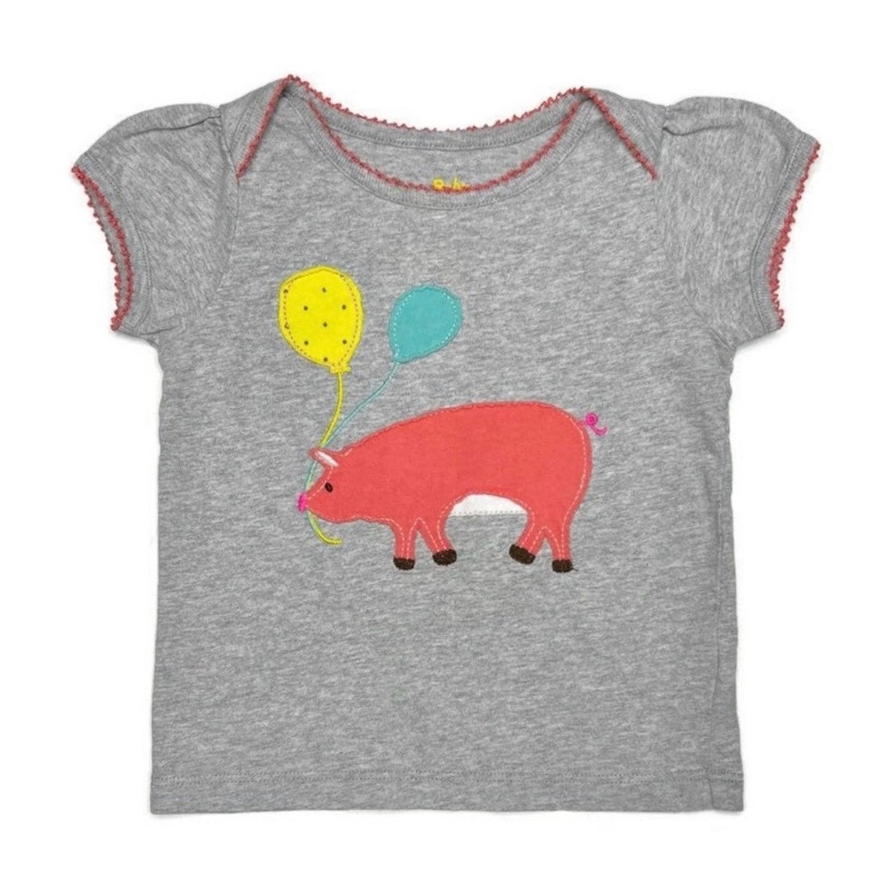 Baby Boden‎ Pig With Balloons Appliqué Top